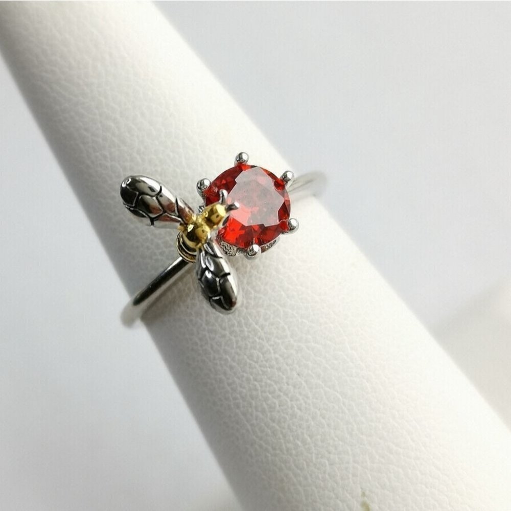 Spessartite Garnet Bee sterling silver ring size 7 🆕 - Picture 2 of 11